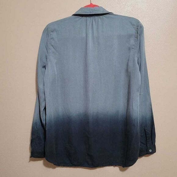Cloth & Stone Anthropologie Blue Ombré Button Up Tencel Top - Picture 2 of 6